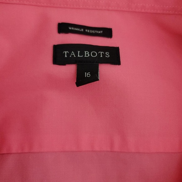 Talbots Shirt Size 16 Pink Button Up Wrinkle Resistant 3/4 Sleeves Work Collar - Picture 3 of 8